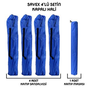 Savex 4'lü Bardaklı Katlanabilir Sandalye Ve Masa Seti - Mavi (dy.001)