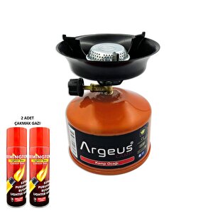 Argeus Stone Kamp Ocağı Ve Çakmak Gazı Seti Turuncu (203)