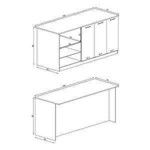 Prato Ada Mutfak 160 Cm Bar Yemek Masası Fırınlı Dolaplı Çok Amaçlı Dolap Beyaz