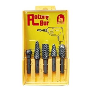 Rotary Bur Matkap Uçlu Ağaç Törpüsü 5'li Takim Oyma Seti