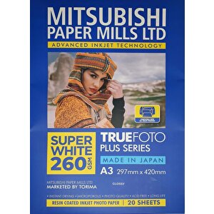 Mitsubishi A3 260gr Parlak İnkjet Kağıt 20 Adet