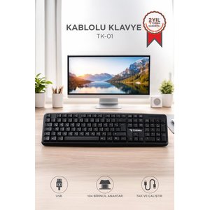 Torima Kablolu Q Klavye Bilgisayar Ofis Klavyesi Tk01 Siyah