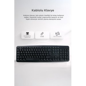 Torima Kablolu Q Klavye Bilgisayar Ofis Klavyesi Tk01 Siyah