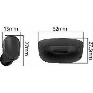 E6s Çift Mikrofonlu Şarj Göstergeli Kablosuz Bluetooth Kulaklık Siyah