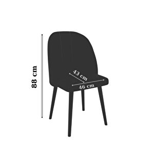 Roz Serisi 6 Adet Babyface Kumaş Siyah Ahşap Gürgen Ayaklı Sandalye Ve 80x130 Açılabilir Masa Takımı