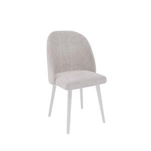 Rose Serisi 4 Adet Babyface Kumaş Beyaz Ayaklı Sandalye Ve 80x130 Açılabilir Beyaz Masa Takımı
