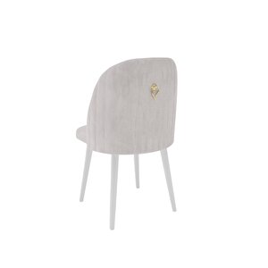 Rose Serisi 4 Adet Babyface Kumaş Beyaz Ayaklı Sandalye Ve 80x130 Açılabilir Beyaz Masa Takımı