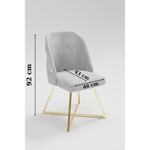 Fergana Serisi 6 Adet Babyface Sandalye Gold Metal Ayaklı Ve 90x160 Masa Takımı