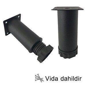 8 Adet Metal Ayarlanabilir 10 Cm Siyah Destek Ayağı Mobilya Kanepe Baza Koltuk Dolap Sehpa Tv Ünitesi Ayağı