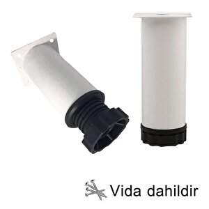 8 Adet Metal Ayarlanabilir 10 Cm Beyaz Destek Ayağı Mobilya Kanepe Baza Koltuk Dolap Sehpa Tv Ünitesi Ayağı