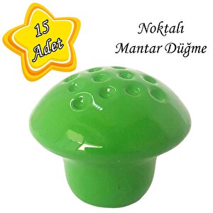 15 Adet Yeşil Noktalı Mantar Düğme Kulp Çocuk Bebek Mobilya Çekmece Dolap Kapak Kulbu Metal Kulp Aksesuarları Vidalı