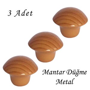 3 Adet Kayın Mantar Düğme Kulp Mobilya Çekmece Dolap Kapak Kulbu Metal Kulp Aksesuarları Vidalı