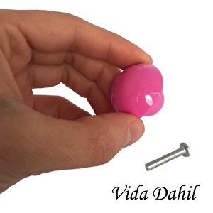 15 Adet Pembe Mantar Düğme Kulp Çocuk Bebek Mobilya Çekmece Dolap Kapak Kulbu Metal Kulp Aksesuarları Vidalı