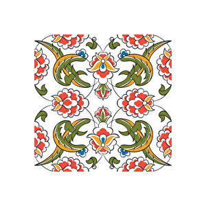 Osmanlı Çini Motifli Yapışkanlı Folyo, Yeşil Sarı Desenli Tezgah Arası Mofilya Kaplama Folyosu 0708 90x1500 cm