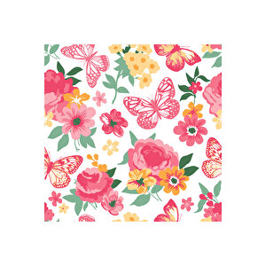 Pembe Yapışkanlı Folyo, Kelebek Çiçek Desenli Suya Dayanıklı, Dekoratif Sticker Kağıt Kaplama 1303 45x500 cm 