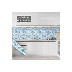 Çini Desenli Yapışkanlı Folyo, Su Geçirmez Sticker, Masa Dolap Mobilya Ve Yüzey Kaplama Kağıdı 0701 90x500 cm 