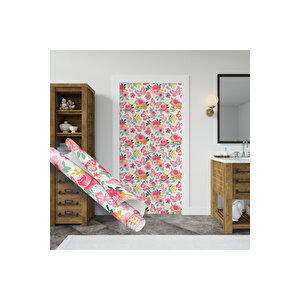 Pembe Yapışkanlı Folyo, Kelebek Çiçek Desenli Suya Dayanıklı, Dekoratif Sticker Kağıt Kaplama 1303