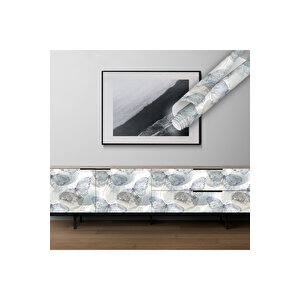 Soft Renkli Kelebekli Kendinden Yapışkanlı Folyo, Mavi Renk Desenli Sticker, Mobilya Kaplama 1306 90x500 cm 