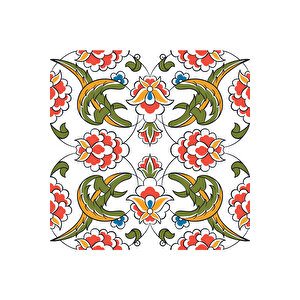 Osmanlı Çini Motifli Yapışkanlı Folyo, Yeşil Sarı Desenli Tezgah Arası Mofilya Kaplama Folyosu 0708 90x500 cm 