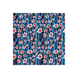 Mavi Kırmızı Çiçekli Yapışkanlı Folyo, Dolap Masa Mobilya Kaplama Stickerı Büyük Ebatlı Folyo 0712 45x1500 cm 
