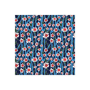 Mavi Kırmızı Çiçekli Yapışkanlı Folyo, Dolap Masa Mobilya Kaplama Stickerı Büyük Ebatlı Folyo 0712 45x500 cm 