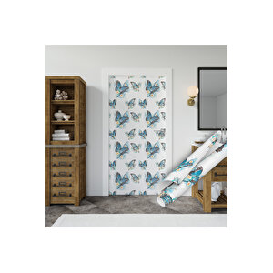 Mavi Soft Kelebek Desenli Yapışkanlı Folyo, Su Geçirmez Kendin Yap Dekoratif Folyo Sticker 1301 45x500 cm 