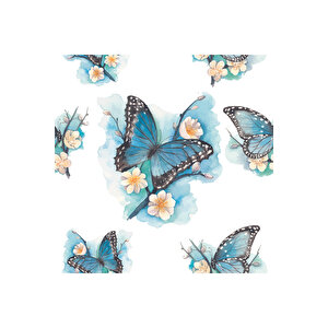 Mavi Soft Kelebek Desenli Yapışkanlı Folyo, Su Geçirmez Kendin Yap Dekoratif Folyo Sticker 1301 90x500 cm 