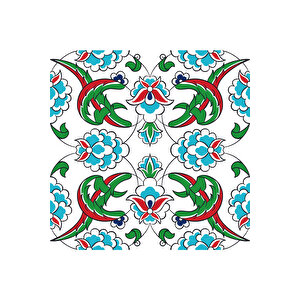 Çini Görünümlü Yapışkanlı Folyo, Kırmızı Yeşil Dekoratif Su Geçirmez Kaplama Kağıdı Sticker 0706 45x1500 cm 