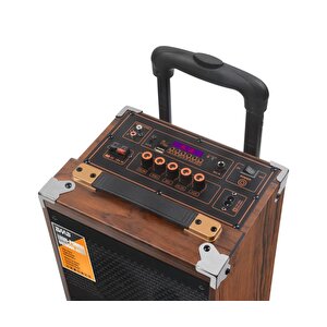 Torima B-q12 Mikrofonlu Kumandalı Taşınabilir Tekerlekli Bluetooth Hoparlör Kahverengi