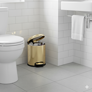 Pedallı 5 L Gold Çöp Kovası 31x23x20 cm