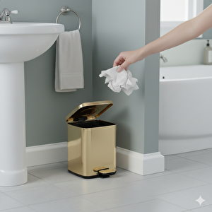 Pedallı 9 L Gold Çöp Kovası 31x23x31 cm