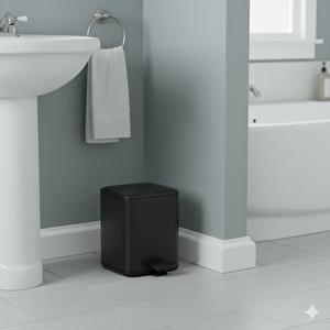 Pedallı 9 L Siyah Çöp Kovası 31x23x31 cm