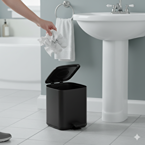 Pedallı 9 L Siyah Çöp Kovası 31x23x31 cm