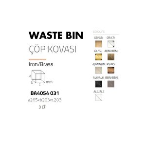 Saten Çöp Kovasi 3 Lt / 265x203x203 Mm