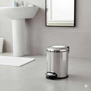 Pedallı 3 L Parlak Nikel Çöp Kovası 26x20x20 cm
