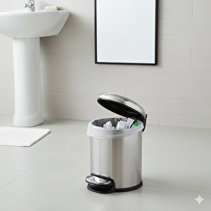 Pedallı 3 L Parlak Nikel Çöp Kovası 26x20x20 cm