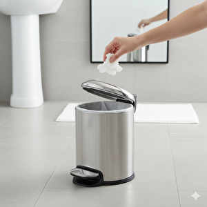 Pedallı 3 L Parlak Nikel Çöp Kovası 26x20x20 cm