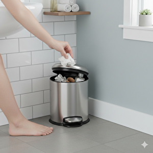 Pedallı 5 L Saten Çöp Kovası 31x23x20 cm