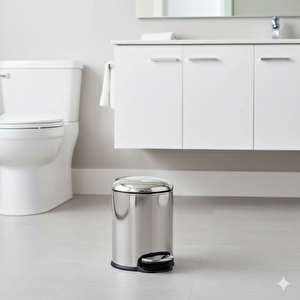 Pedallı 5 L Parlak Nikel Çöp Kovası 31x23x20 cm