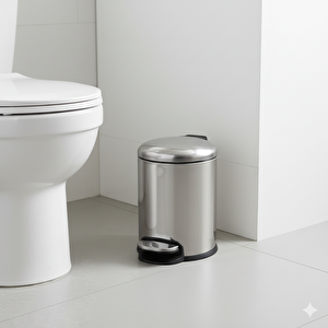 Pedallı 5 L Parlak Nikel Çöp Kovası 31x23x20 cm