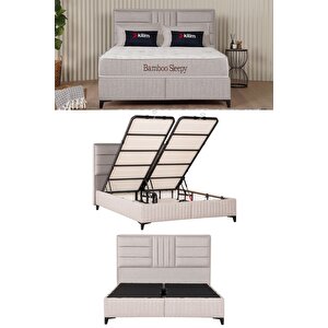 Bamboo Sleepy Sandıklı Baza Başlık Seti Bej (yatak Dahi̇l Deği̇ldi̇r) 140x190 cm