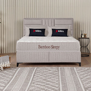 Bamboo Sleepy Sandıklı Baza Başlık Yatak Seti Bej 150x200 cm