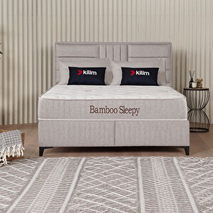Bamboo Sleepy Sandıklı Baza Başlık Yatak Seti Bej