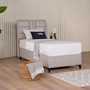Bamboo Sleepy Sandıklı Baza Başlık Yatak Seti Bej 90x190 cm