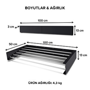 Ayz Belize Çamaşır Kurutma Askısı - Duvara Monte Kurutmalık - 100 Cm