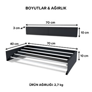 Ayz Belize Çamaşır Kurutma Askısı - Duvara Monte Kurutmalık - 70 Cm