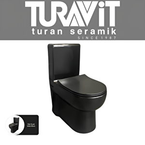 Omega Duvara Sıfır Klozet ,Turavit Yavaş Kapak (Siyah)