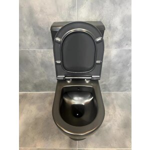 Omega Duvara Sıfır Klozet ,Turavit Yavaş Kapak (Siyah)