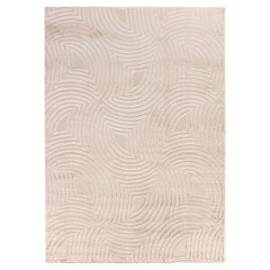 Kabartmalı Halı Dalga Desenli İskandinav Bohem Tarzı Yumuşak Halı Bej 280x370 cm