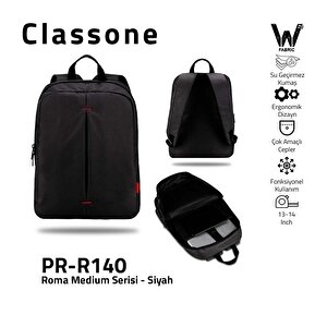Classone Pr-r140  Roma Serisi Su Geçirmez Kumaş 13-14"notebook Laptop Sırt Çantası